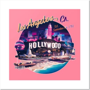 Los Angeles, California Souvenir Vintage Nostalgic Cityscape tee Posters and Art